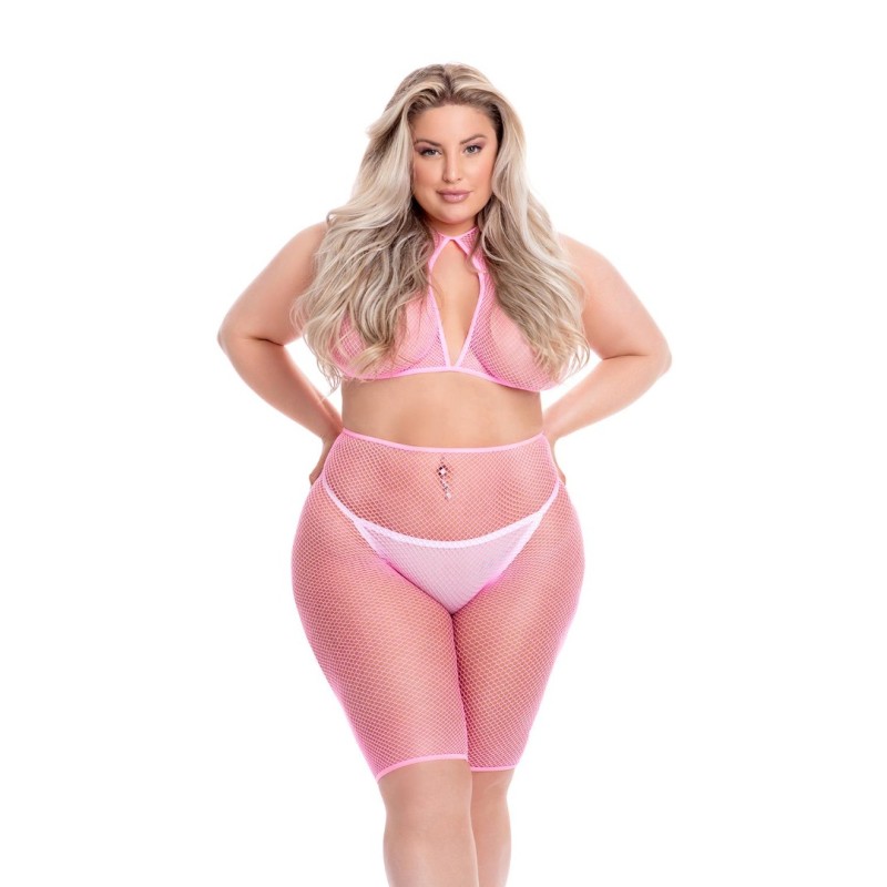Pink Lipstick Lingerie Bike Short Σετ Pink Lipstick Lingerie Sunset Glow Ροζ Σετ Εσωρούχων