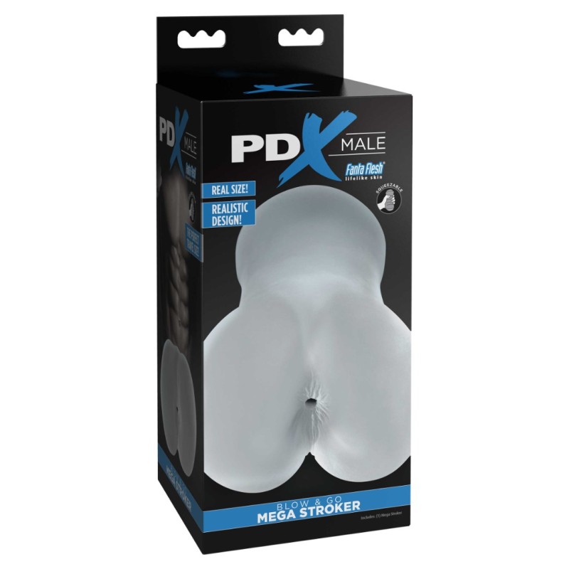 Pipedream Extreme Αυνανιστήρι Ανδρικός Πρωκτός PDX Blow and Go Mega Stroker Διαφανές Με άνοιγμα πρωκτού