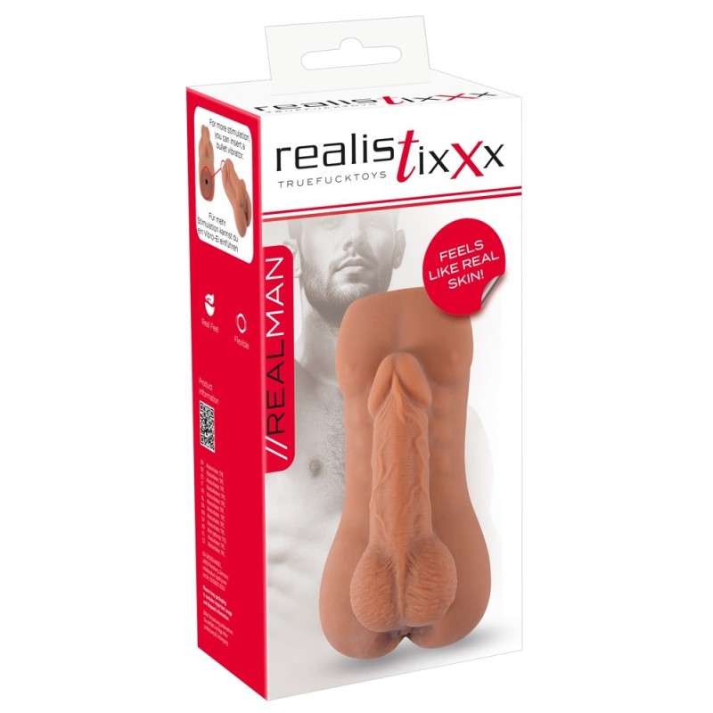 Αυνανιστήρι Realistixxx RealMan Καφέ Realistixxx Αυνανιστήρι Realistixxx RealMan Καφέ Με άνοιγμα πρωκτού