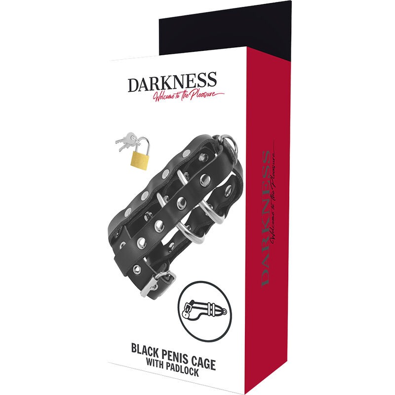 Darkness Δερμάτινο Κλουβί Πέους Darkness Μαύρο Cock Cages