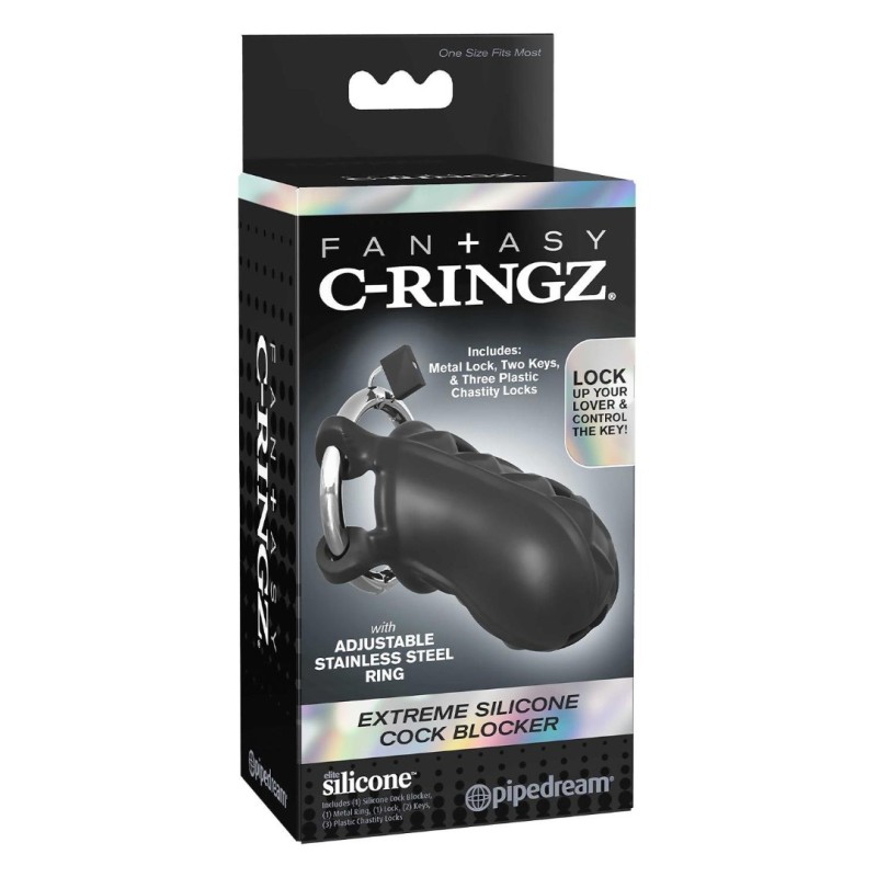 Pipedream Extreme Cock Cage Pipedream Pipedream Extreme Silicone Cock Blocker Black Cock Cages