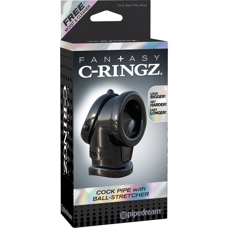 Pipedream Δαχτυλίδι Πέους Και Όρχεων C-Ringz Cock Pipe with Ball-Stretcher Μαύρο Δαχτυλίδια Πέους