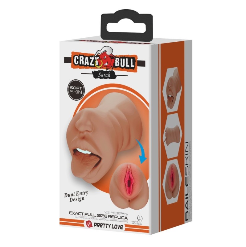 Stroker 2in1 Crazy Bull Sarah Mouth&Vagina Brown