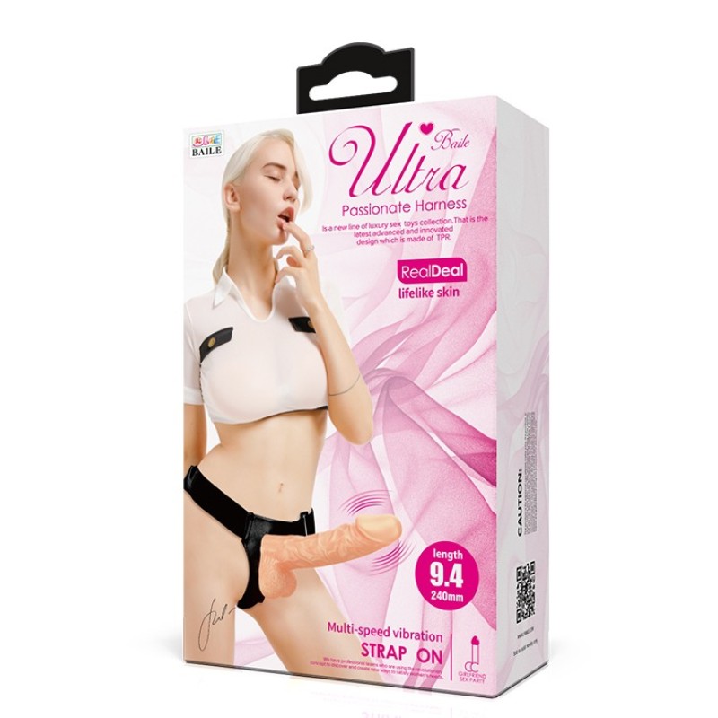 Baile Strap-On με Δόνηση Baile RealDeal 24cm Μπεζ Γυναικεία Strap-On
