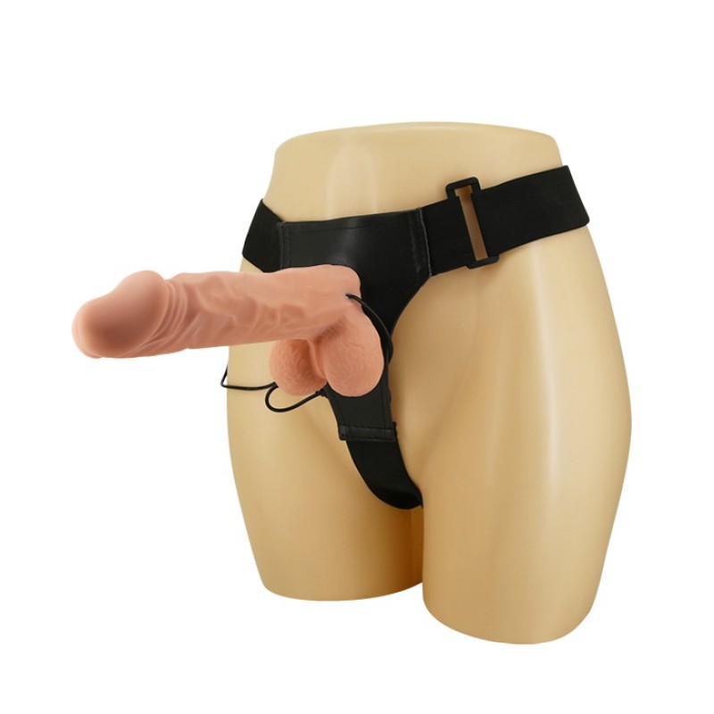 Baile Strap-On με Δόνηση Baile RealDeal 24cm Μπεζ Γυναικεία Strap-On