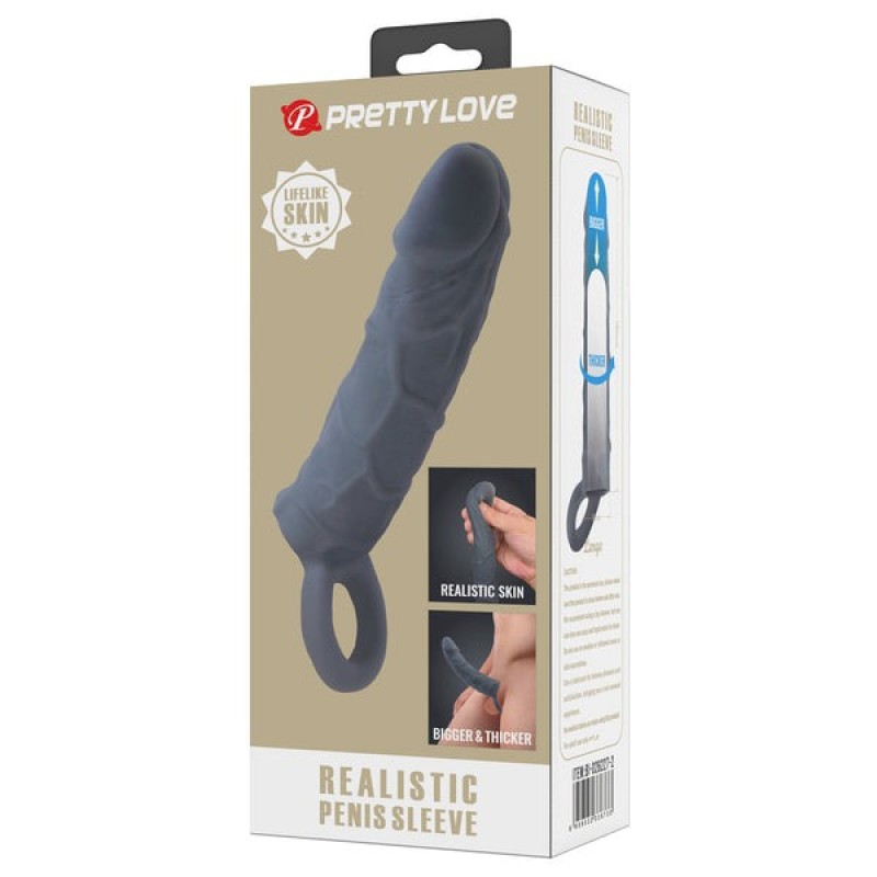 Pretty Love Penis Sleeve Pretty Love Realistic Gray Penis Extenders