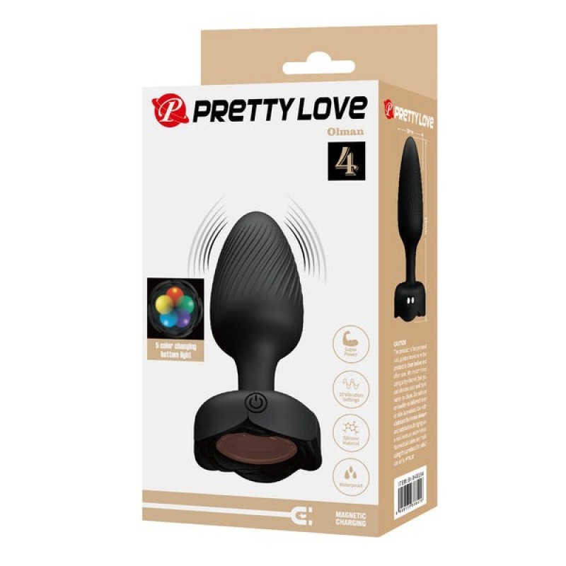 Pretty Love Πρωκτική Δονούμενη Σφήνα Με Φως Pretty Love Olman Μαύρη Σφήνες με δόνηση