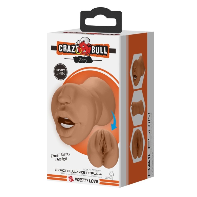 Αυνανιστήρι 2 σε 1 Crazy Bull Zoey Στόμα & Αιδοίο Καφέ Pretty Love Αυνανιστήρι 2 σε 1 Crazy Bull Zoey Στόμα & Αιδοίο Καφέ Με άνοιγμα αιδοίου