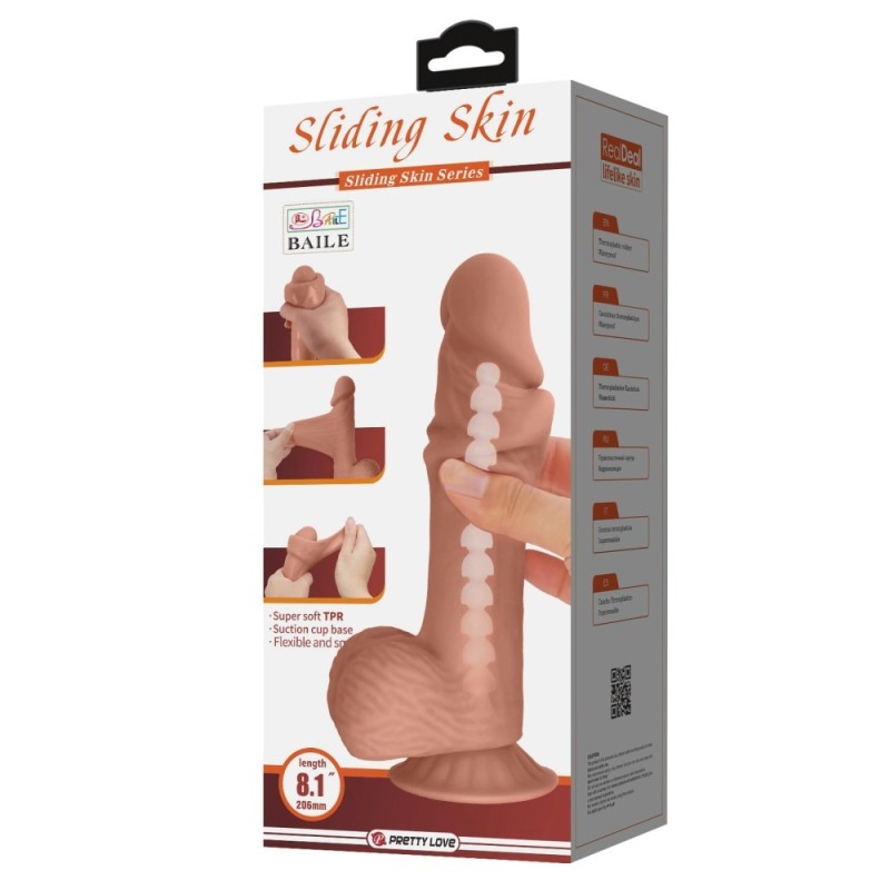 Pretty Love Realistic Dildo Pretty Love Sliding Skin 20cm Brown Realistic