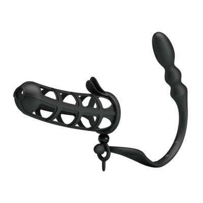 Penis Sleeve with Plug Pretty Love Hercules Penis Sheath Black Penis Sleeve with Plug Pretty Love Hercules Penis Sheath Black