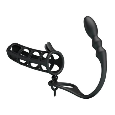 Penis Sleeve with Plug Pretty Love Hercules Penis Sheath Black Penis Sleeve with Plug Pretty Love Hercules Penis Sheath Black