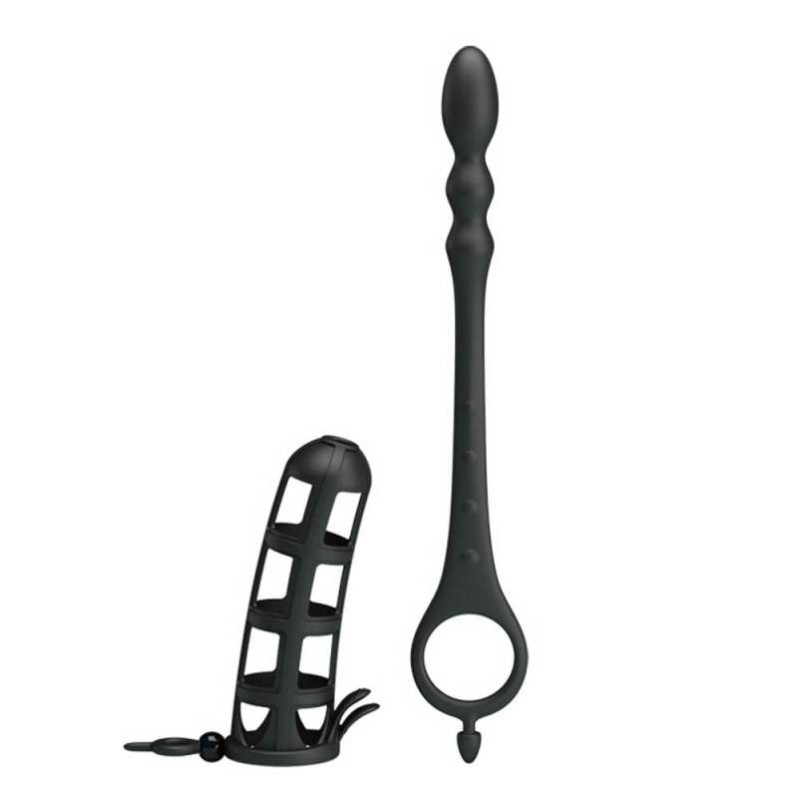 Penis Sleeve with Plug Pretty Love Hercules Penis Sheath Black