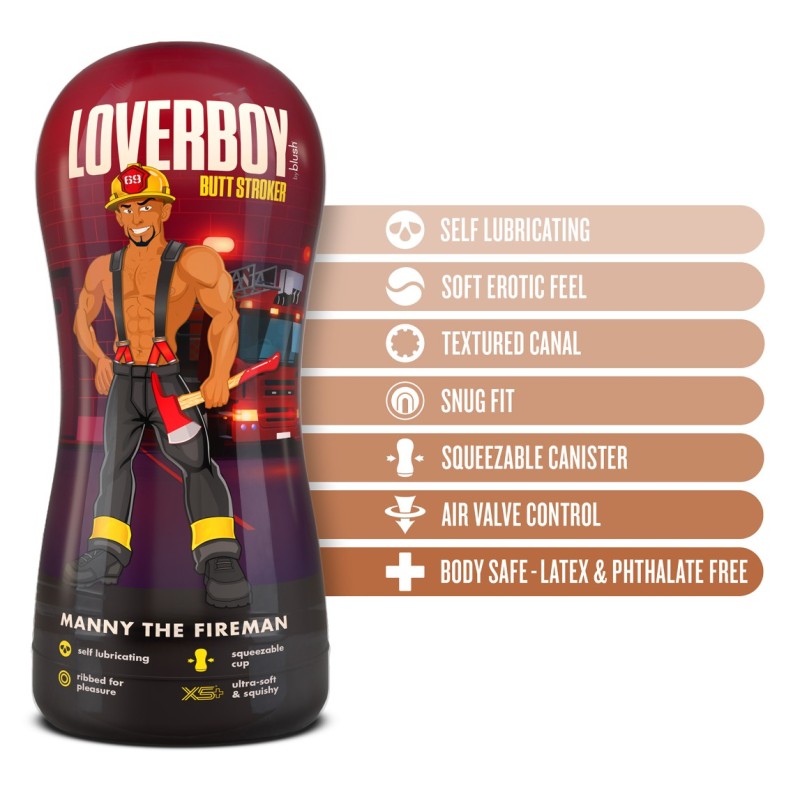Αυνανιστήρι Blush Loverboy Manny The Fireman Καφέ Blush Αυνανιστήρι Blush Loverboy Manny The Fireman Καφέ Με άνοιγμα πρωκτού