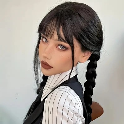 Long Wig with Braids Black Long Wig with Braids Black