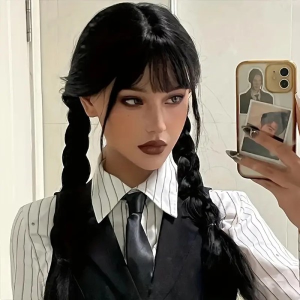 Long Wig with Braids Black Long Wig with Braids Black