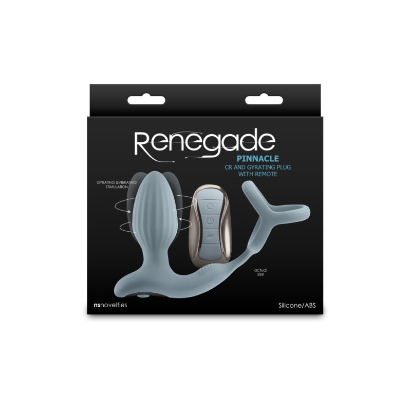 Cock Ring with Vibrating Plug NS Novelties Pinnacle Grey