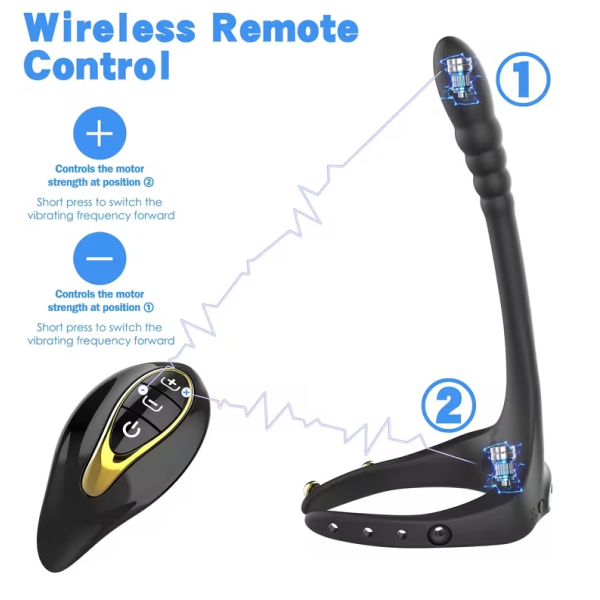 Δαχτυλίδι Πέους με Διέγερση Προστάτη & Ασύρματο Τηλεχειριστήριο Μαύρο