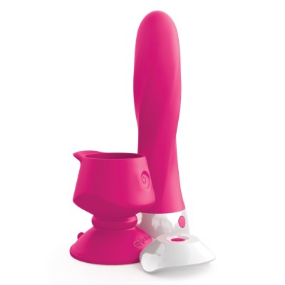 Classic Vibrator with Remote Control and Suction Cup Threesome Pink Classic Vibrator with Remote Control and Suction Cup Threesome Pink