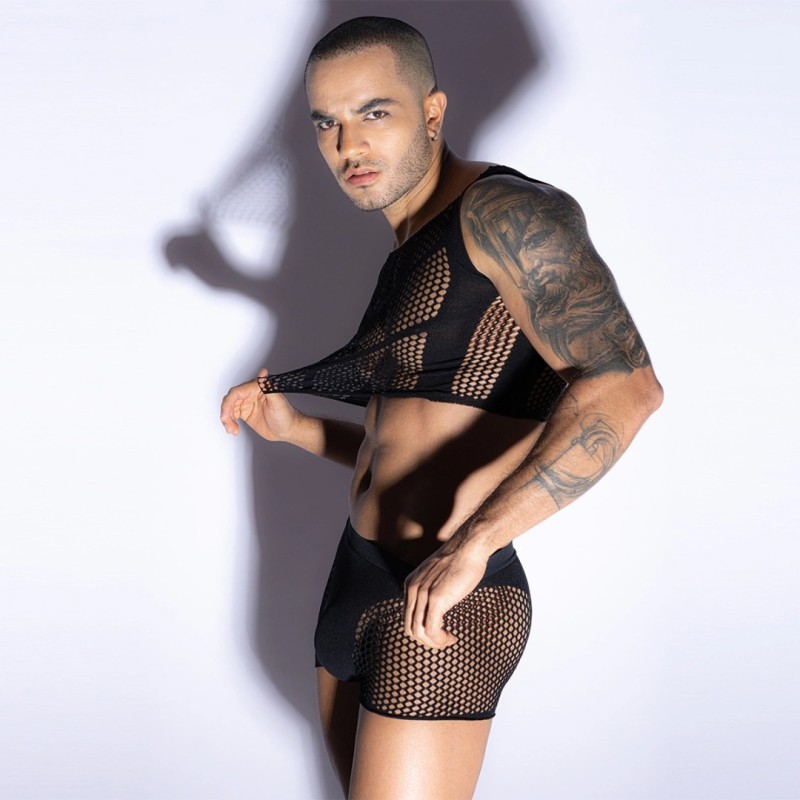 STD Ανδρικό Διχτυωτό Σετ STD Bad Boy 2 Μαύρο Ολόσωμα