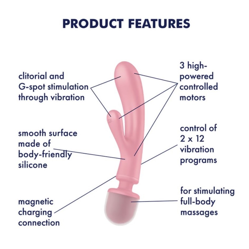 Satisfyer Rabbit & Wand Vibrator Satisfyer Triple Lover Pink Rabbit