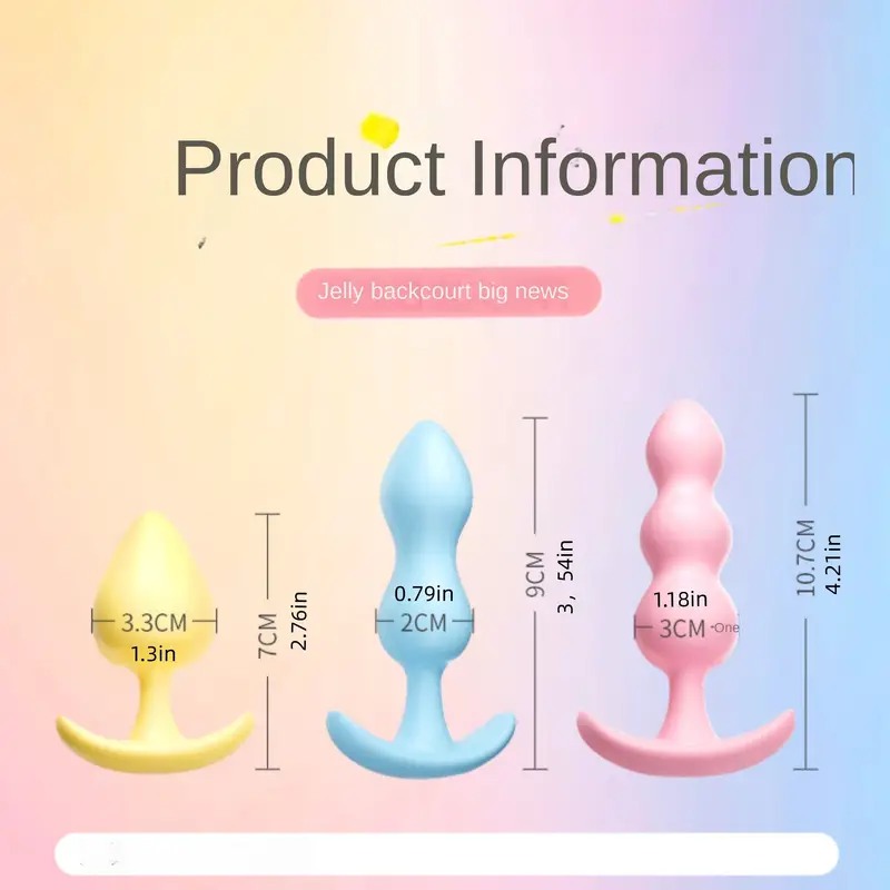 Pack of 3 Butt Plugs Flirting Colored Love Market Pack of 3 Butt Plugs Flirting Colored Non-Vibrating butt plugs