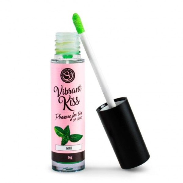 Λιπαντικό Lip Gloss Με Γεύση Μέντα Secret Play Vibrating Kiss 6g