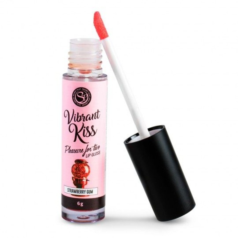 Secret Play Λιπαντικό Lip Gloss Με Γεύση Φράουλα Secret Play Vibrating Kiss 6g Με γεύσεις