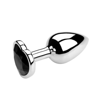 Butt Plug With Heart Jewel Small Black Butt Plug With Heart Jewel Small Black