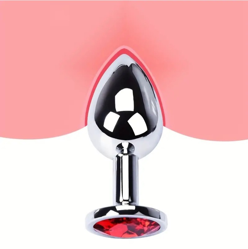 Butt Plug With Jewel Small Shiny Red