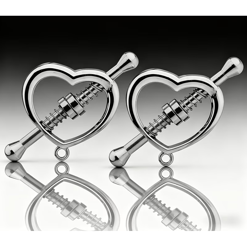 Sextreme Nipple Clamps Heart-Shaped Love Market Silver Nipple Clamps