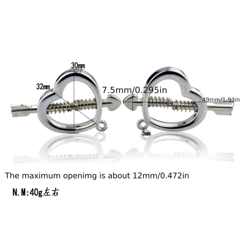Sextreme Nipple Clamps Heart-Shaped Love Market Silver Nipple Clamps