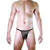 Love Market Mens Faux Leather String with Zipper Black Strings
