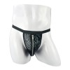 Love Market Mens Faux Leather String with Zipper Black Strings