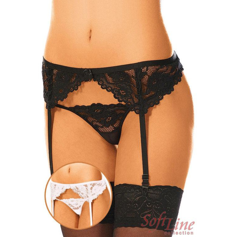 Softline Garter Belt & Thong Softline 3309 Black Garters & Garter Belts