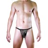 Mens Faux Leather String with Zipper Black