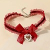 Romantic Choker with Bow Red