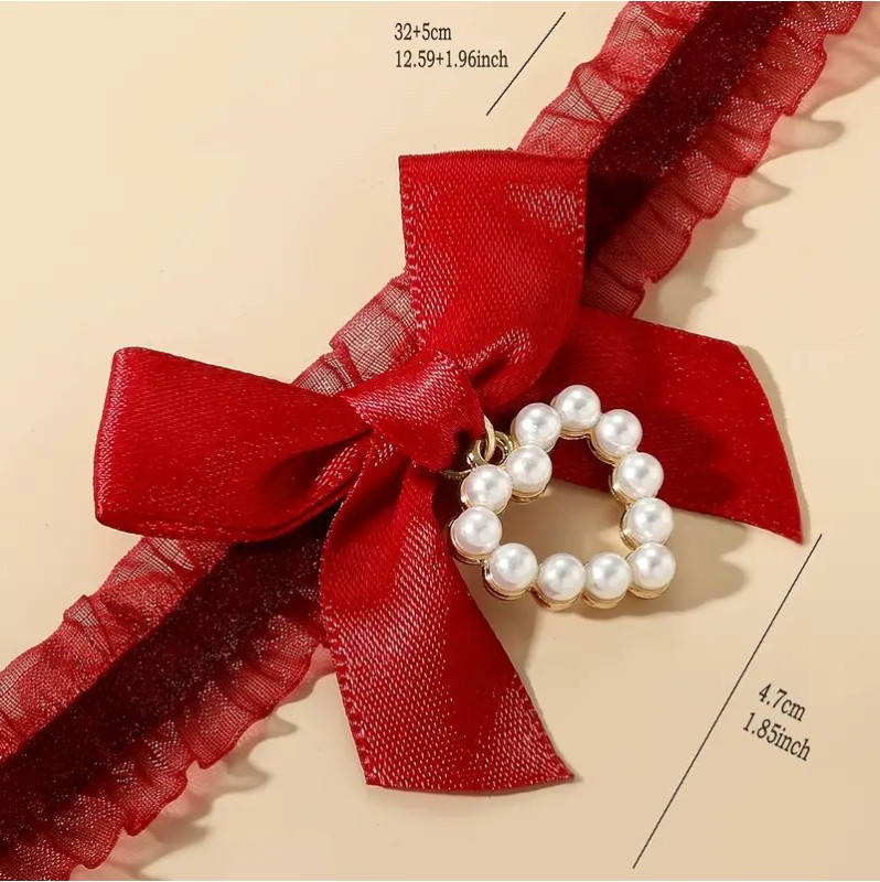 Romantic Choker with Bow Red