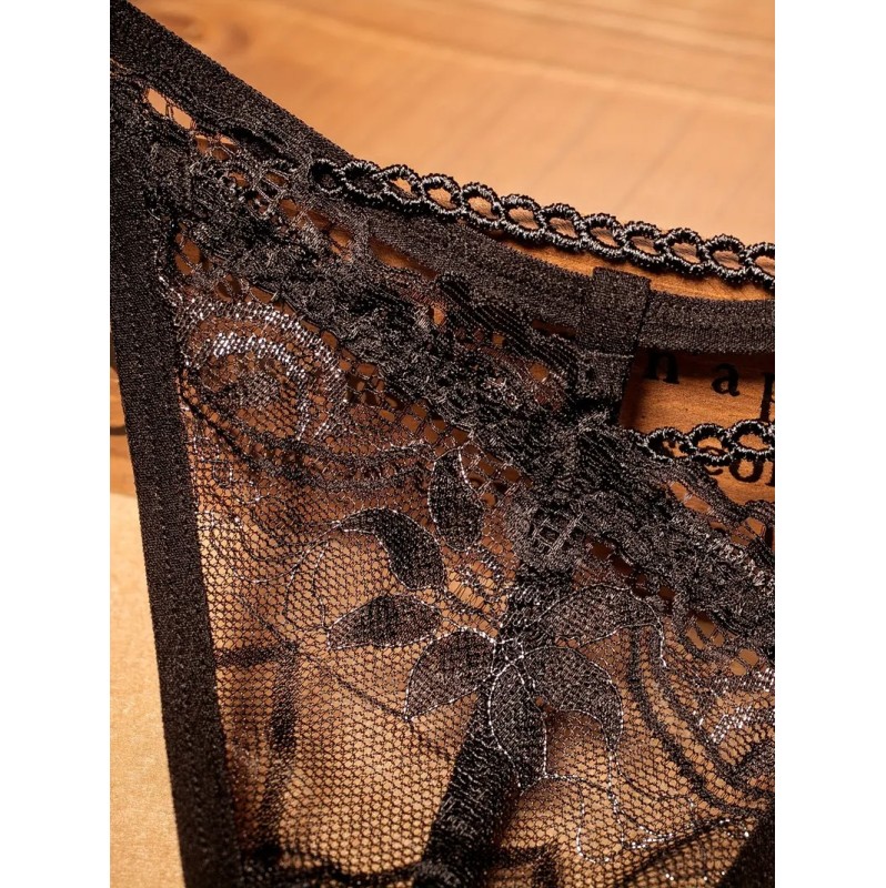 Lace Embroidery String Daisy Black