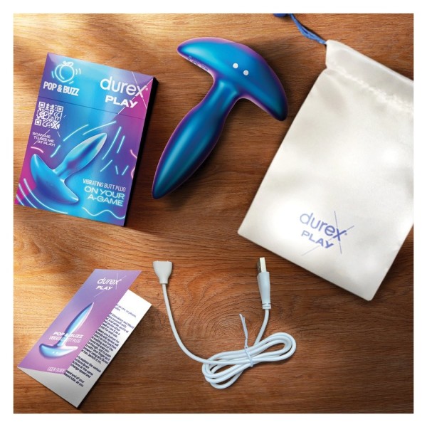 Vibrating Butt Plug Durex Play Pop & Buzz Blue