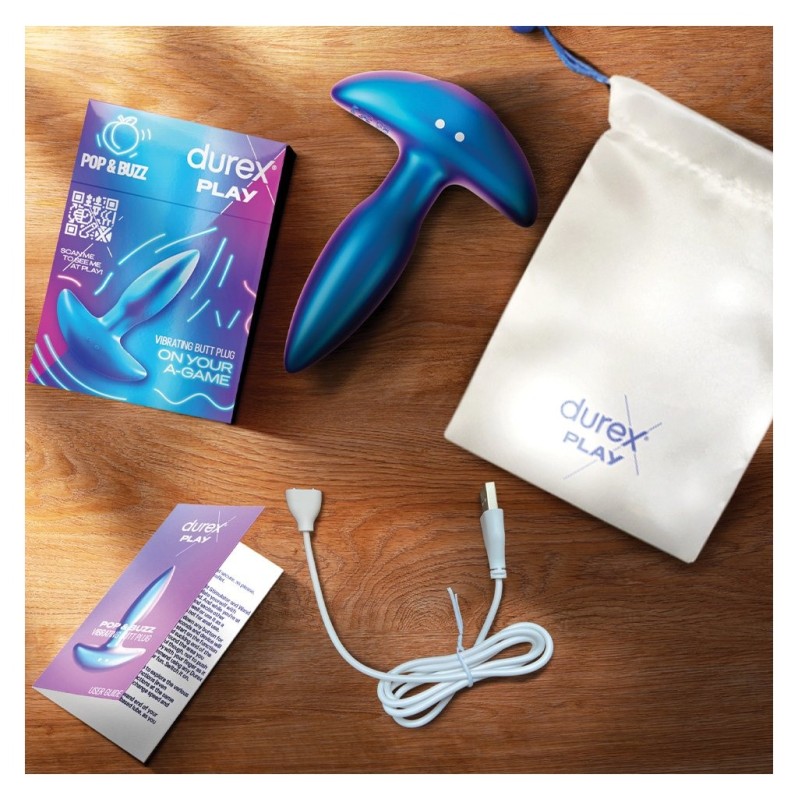 Vibrating Butt Plug Durex Play Pop & Buzz Blue