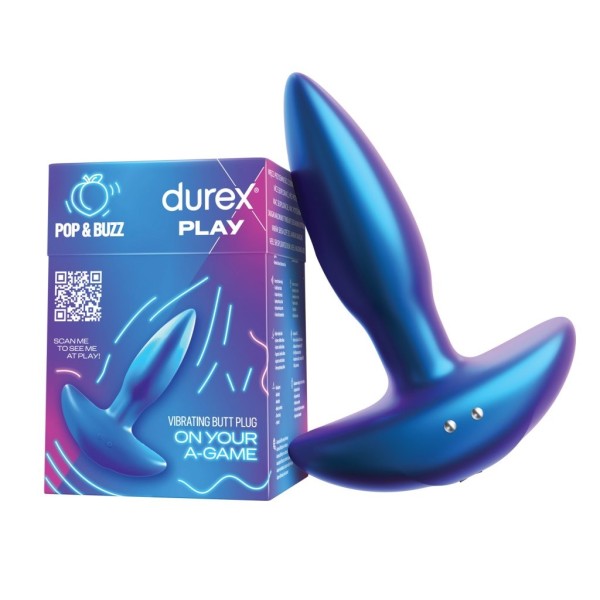 Vibrating Butt Plug Durex Play Pop & Buzz Blue