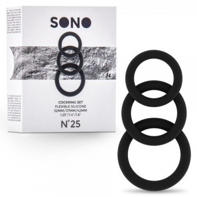 Three Size Cock Ring Set Sono Black Three Size Cock Ring Set Sono Black