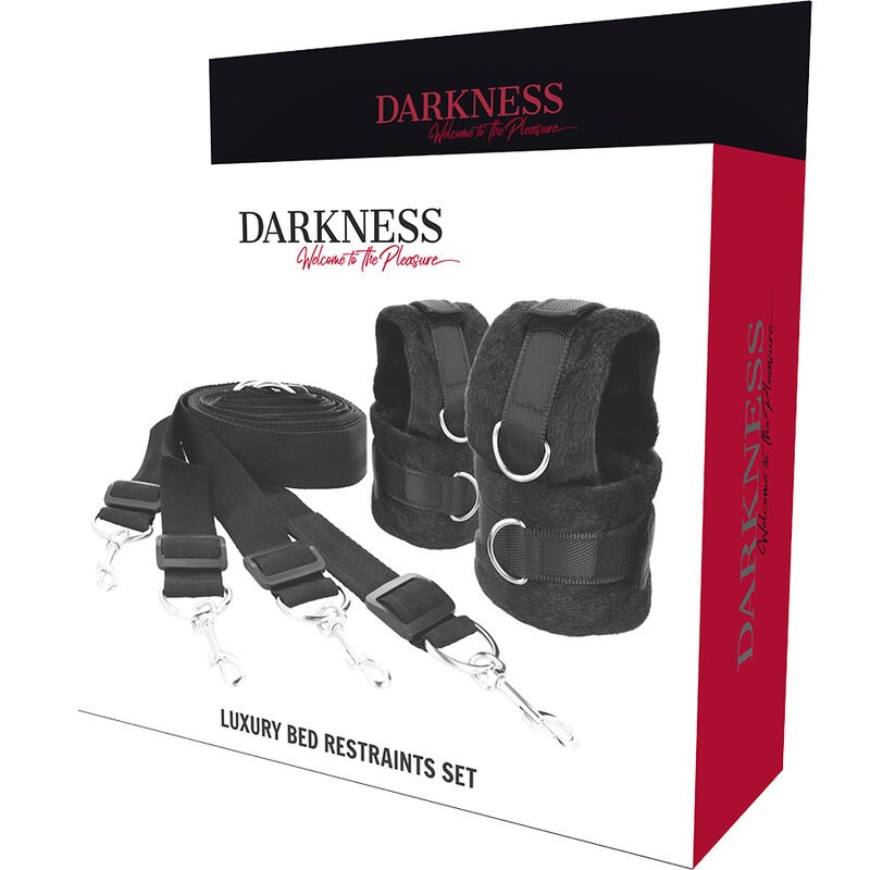 Darkness Bed Restraint Kit Darkness Interlace Over & Under Black Restraints