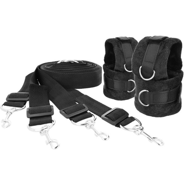 Bed Restraint Kit Darkness Interlace Over & Under Black