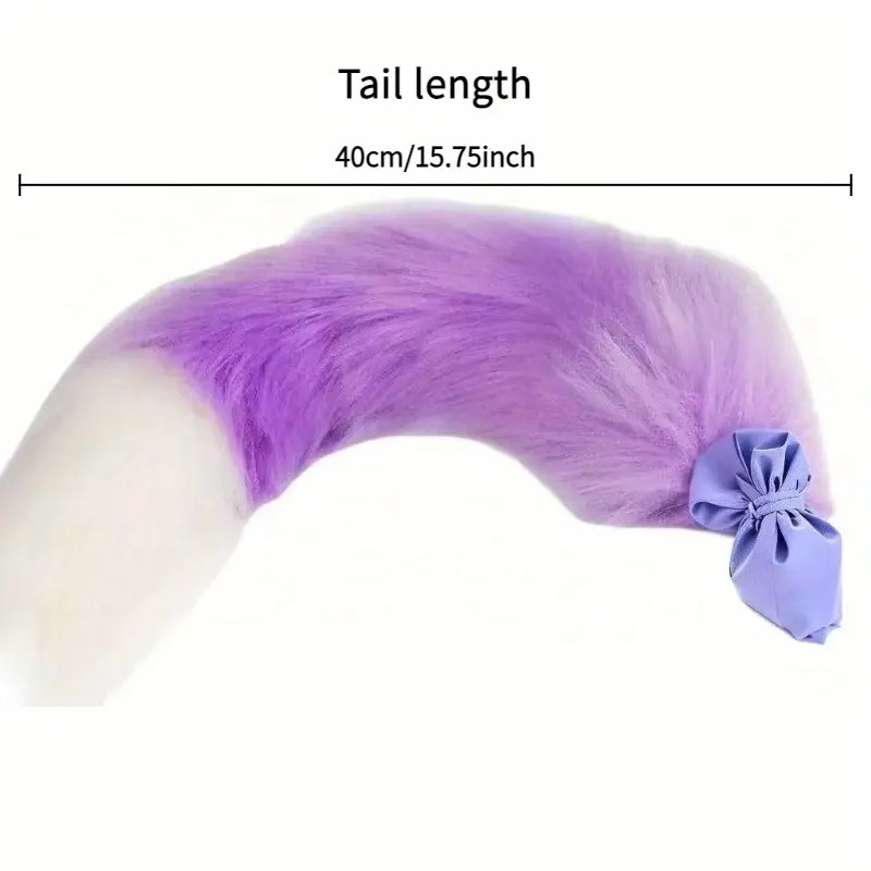 Σετ Πρωκτική Σφήνα με Ουρά και Στέκα με Αυτιά Love Market Μοβ