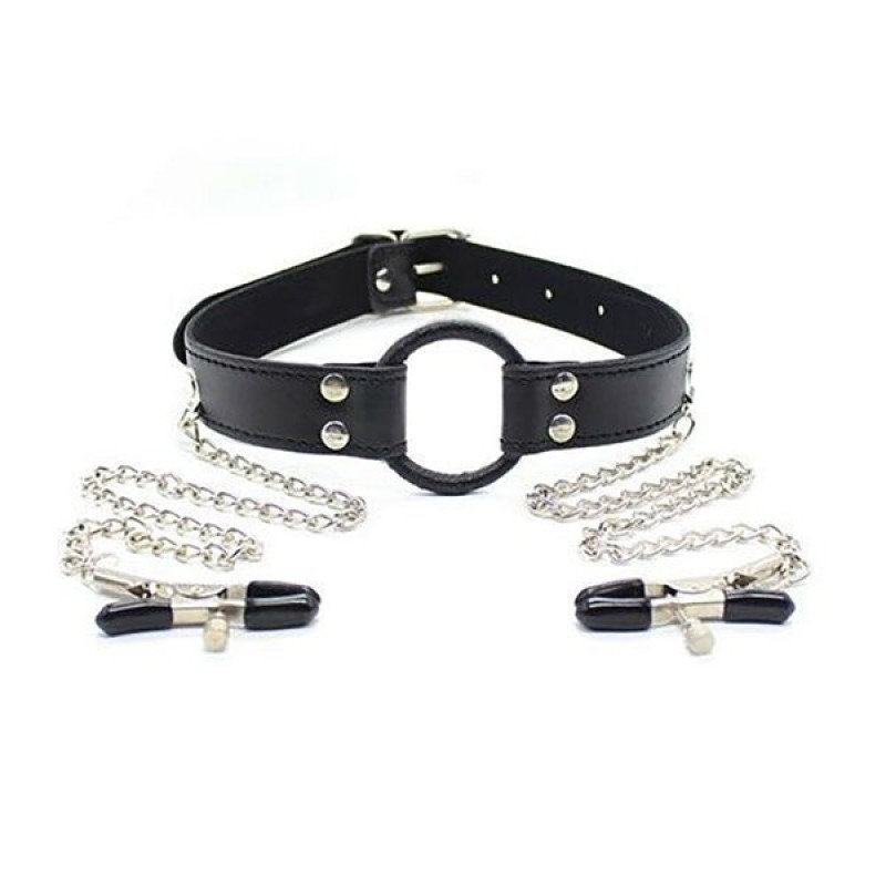 Toyz4lovers O-Ring Gag and Nipple Clamps Toyz4lovers Black Ball Gags