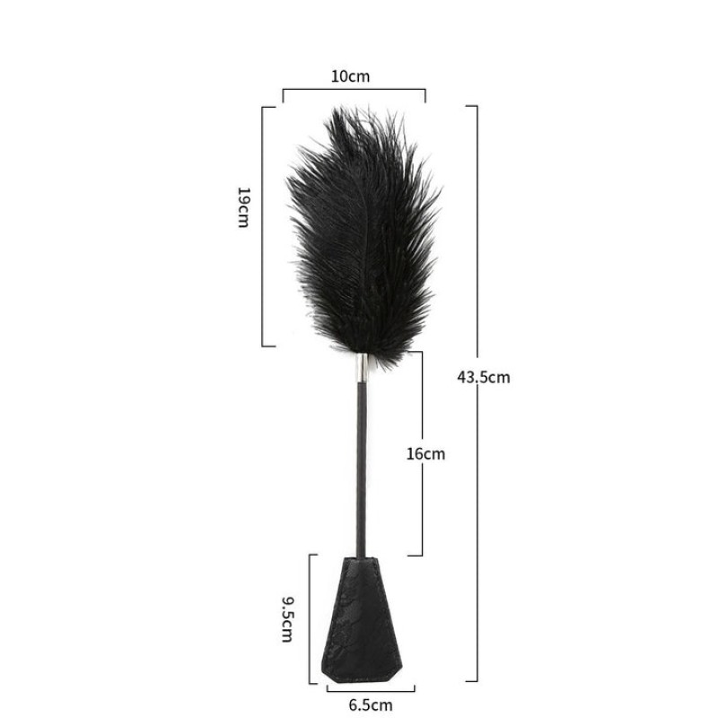 Toyz4lovers Βίτσα με Φτερό Whippy Touch Toyz4lovers Μαύρη Μαστίγια & Paddles