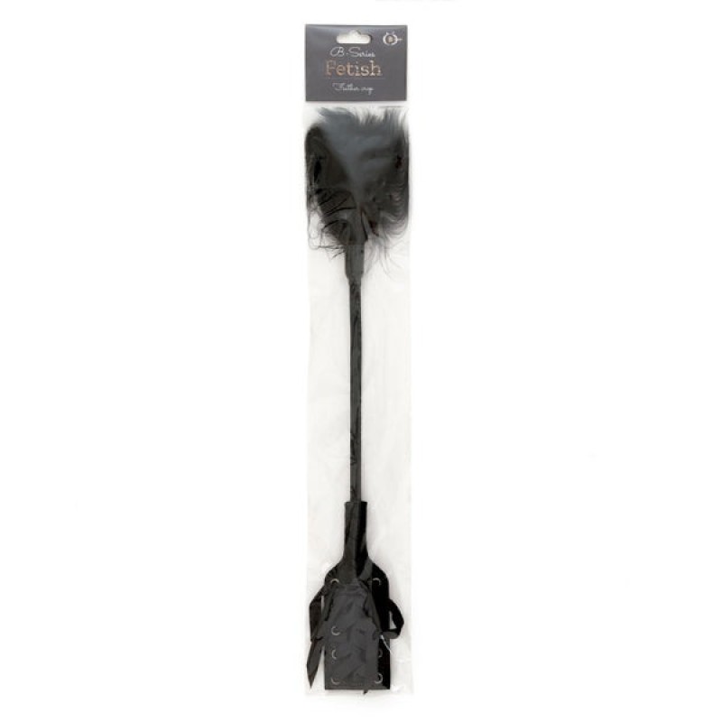 Toyz4lovers Βίτσα με Φτερό Sensual Tickler Toyz4lovers Μαύρη Μαστίγια & Paddles