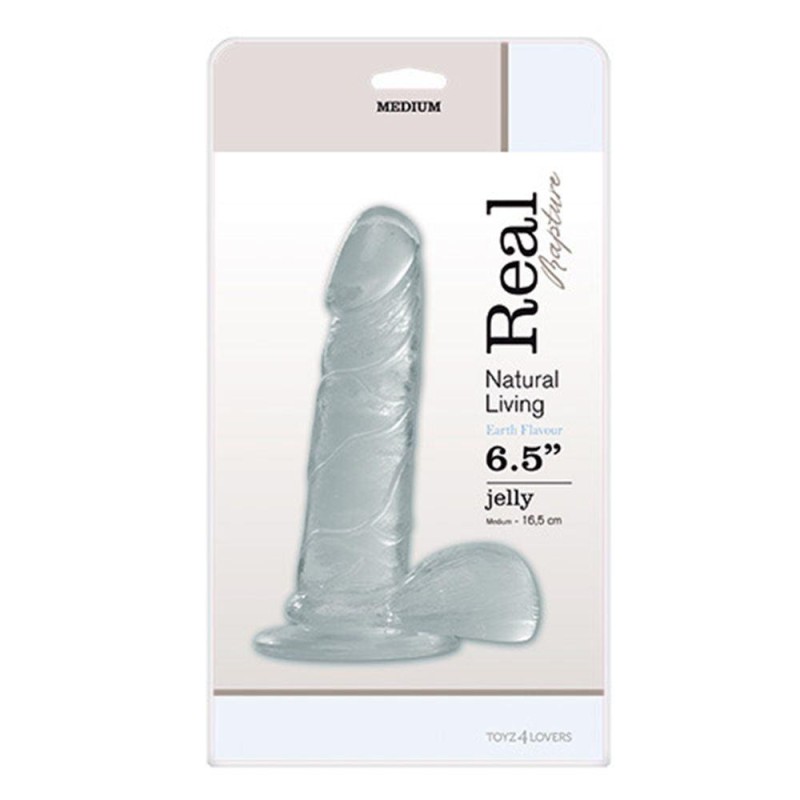 Toyz4lovers Jelly Dildo με Όρχεις Toyz4lovers Real Rapture 16.5cm Διαφανές Jelly