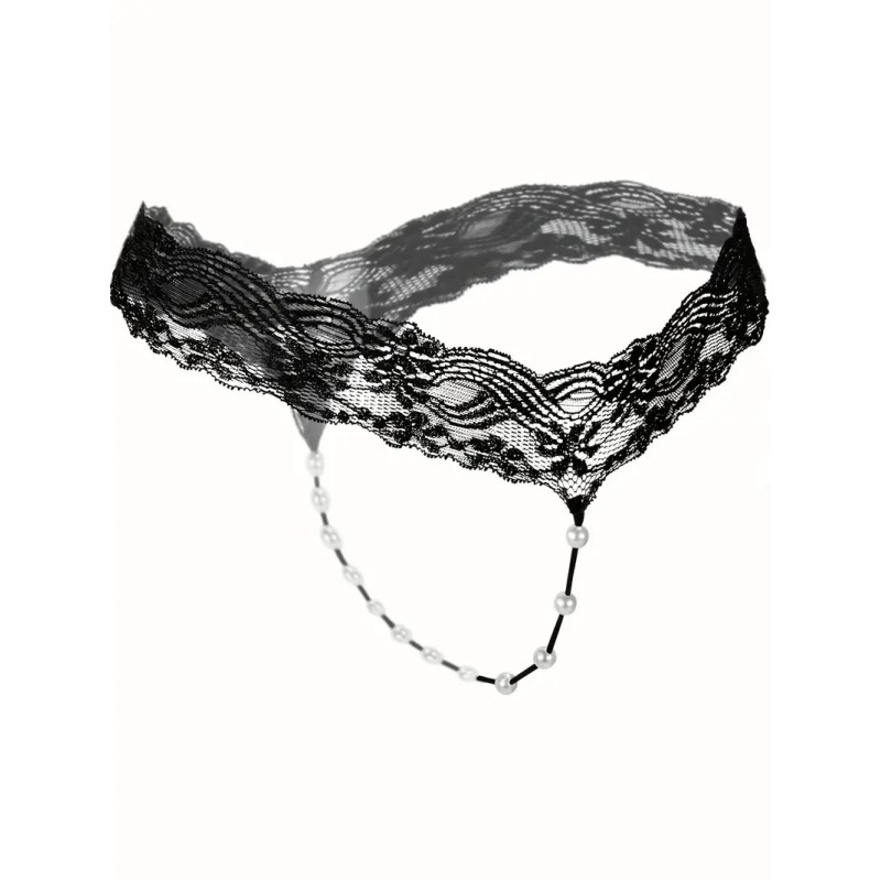 Love Market G-string με Πέρλες Designer Μαύρο Strings